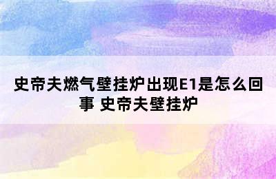 史帝夫燃气壁挂炉出现E1是怎么回事 史帝夫壁挂炉